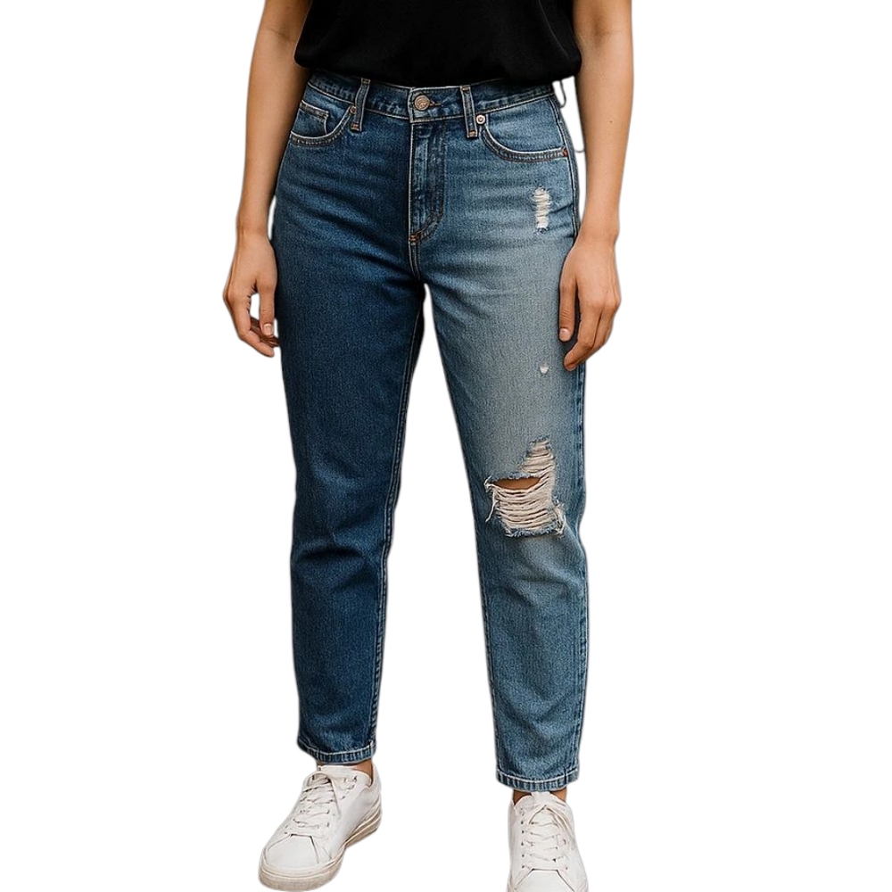 Revice Women's Patchwork Two-Tone Distressed Deni… - image 1